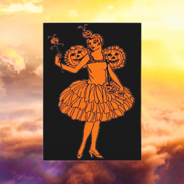Vintage Halloween Pumpkin Fairy Card (Creator Uploaded)