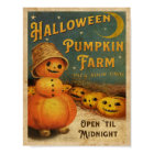 Vintage Halloween Pumpkin Farm Poster Print