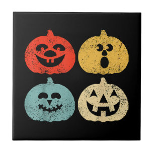 Vintage Halloween Pumpkin Funny Retro Gift Ceramic Tile