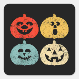 Vintage Halloween Pumpkin Funny Retro Gift Square Sticker