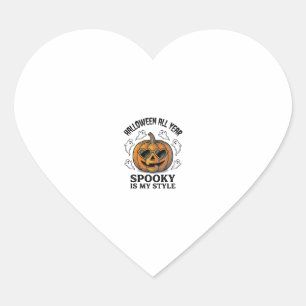 Vintage Halloween Pumpkin Ghost Engraving Shirt_1 Heart Sticker