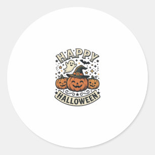 Vintage Halloween Pumpkin Ghost Shirt Design_1 Classic Round Sticker
