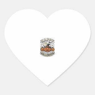 Vintage Halloween Pumpkin Ghost Shirt Design_1 Heart Sticker