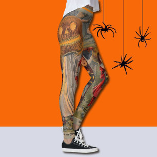 Vintage Halloween Pumpkin Ghost Trick or Treat Leggings