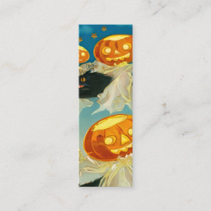 Vintage Halloween Pumpkin Ghosts and Black Cats Mini Business Card