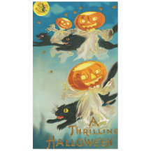 Vintage Halloween Pumpkin Ghosts and Black Cats