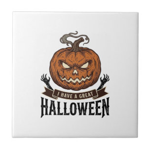 Vintage Halloween Pumpkin Gothic Shirt Design_1 Ceramic Tile