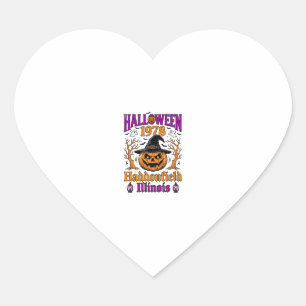 Vintage Halloween Pumpkin Haddonfield Illinois Shi Heart Sticker