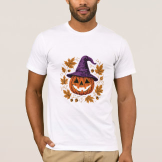 Vintage Halloween Pumpkin Illustration T-Shirt