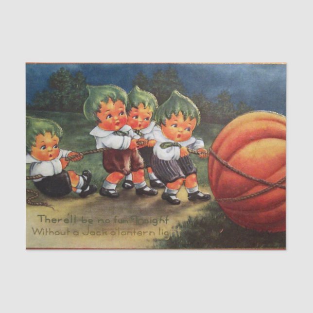 Vintage Halloween pumpkin kids party tissue Tissue Paper (Front)