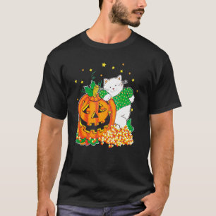 Vintage Halloween Pumpkin Kitten Cat Candy Corn T-Shirt