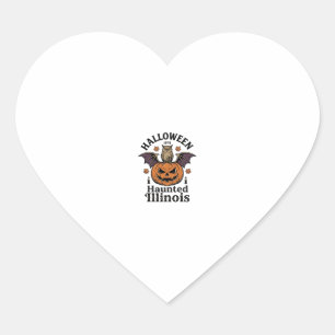 Vintage Halloween Pumpkin Owl Illinois Shirt Desig Heart Sticker