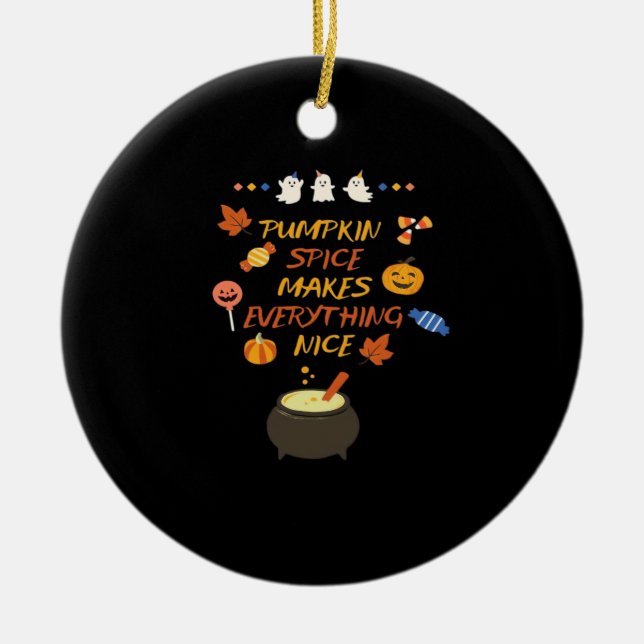 Vintage Halloween Pumpkin Quotes Classic Ceramic Ornament (Front)