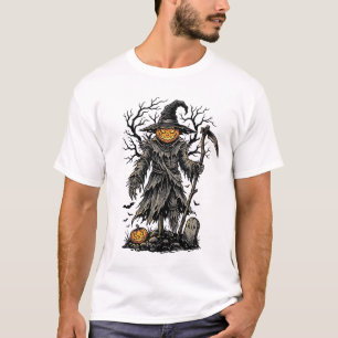 Vintage Halloween Pumpkin Scarecrow Shirt Design_1