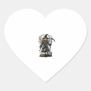 Vintage Halloween Pumpkin Scarecrow Shirt Design_1 Heart Sticker