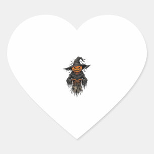Vintage Halloween Pumpkin Scarecrow Witch Shirt De Heart Sticker