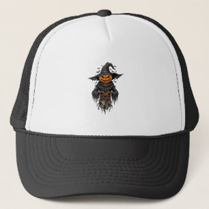 Vintage Halloween Pumpkin Scarecrow Witch Shirt De Trucker Hat