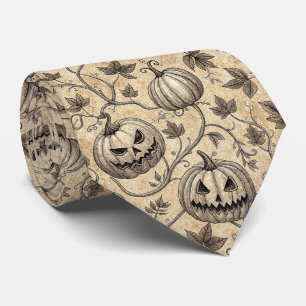 Vintage Halloween Pumpkin Vine Pattern Tie