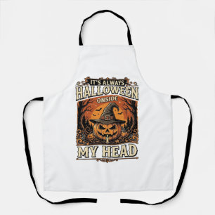 Vintage Halloween Pumpkin Witch Hat Shirt Design_1 Apron