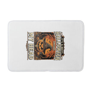 Vintage Halloween Pumpkin Witch Hat Shirt Design_1 Bath Mat