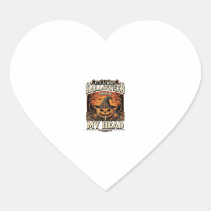 Vintage Halloween Pumpkin Witch Hat Shirt Design_1 Heart Sticker