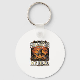 Vintage Halloween Pumpkin Witch Hat Shirt Design_1 Key Ring