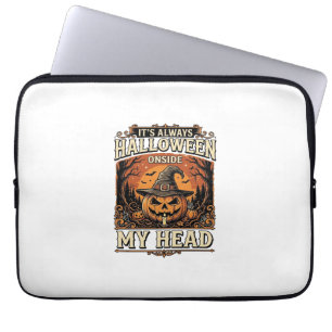 Vintage Halloween Pumpkin Witch Hat Shirt Design_1 Laptop Sleeve