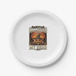 Vintage Halloween Pumpkin Witch Hat Shirt Design_1 Paper Plate