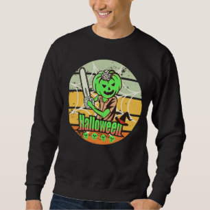 VINTAGE HALLOWEEN PUMPKIN WITH CHAINSAW AND SKULL SWEATSHIRT