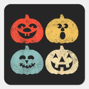 Vintage Halloween Pumpkin Women, Men, Kids, Funny Square Sticker