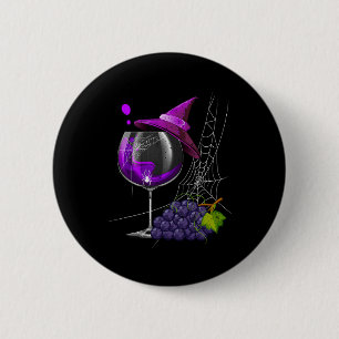 Vintage Halloween Purple Grape Wine Glass Witch Ha 6 Cm Round Badge