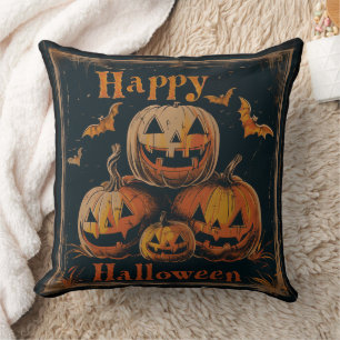 Vintage Halloween Reversible Throw Pillow