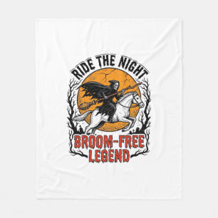 Vintage Halloween Rider Broom-Free Spooky Art_1 Fleece Blanket