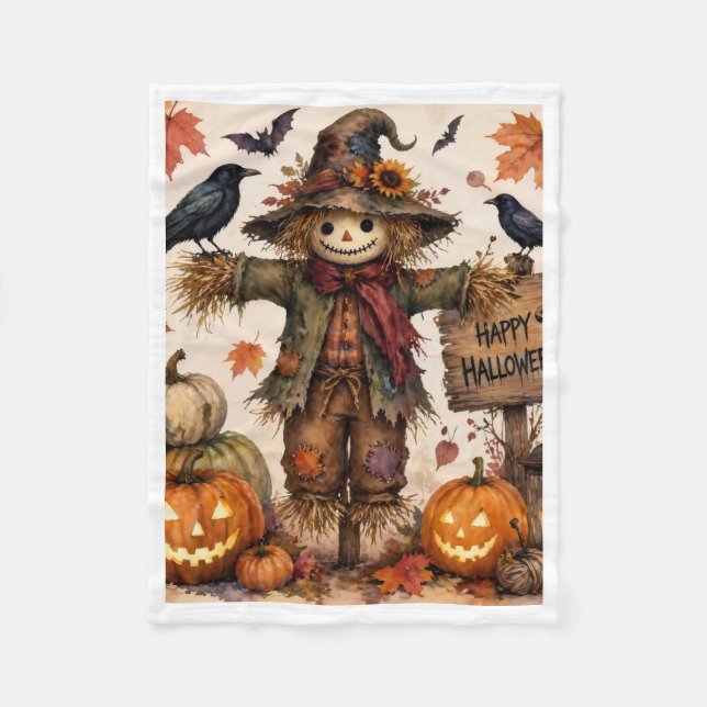 Vintage Halloween Scarecrow Blanket (Front)