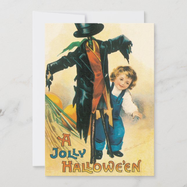 Vintage Halloween Scarecrow Ellen Clapsaddle Party Invitation (Front)