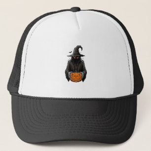 Vintage Halloween Scarecrow Pumpkin Shirt Design_1 Trucker Hat