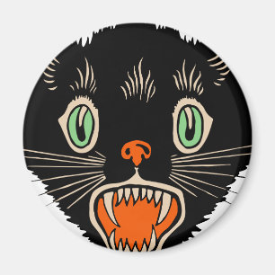 Vintage Halloween Scared Black Cat Magnet