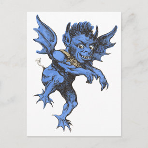 Vintage Halloween, Scary Evil Gargoyle Demon Postcard