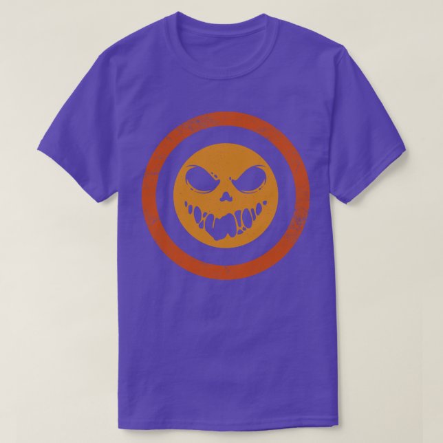 Vintage Halloween Scary Face T-Shirt (Design Front)