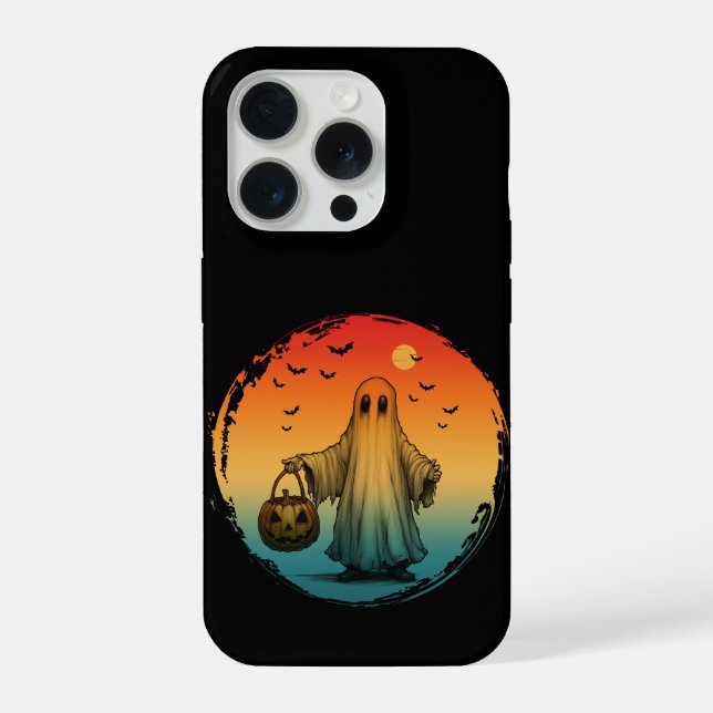 vintage halloween scary ghost pumpkin bats iPhone case (Back)