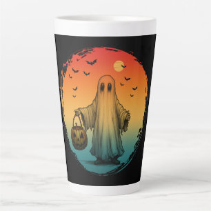 vintage halloween scary ghost pumpkin bats latte mug