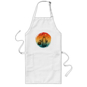vintage halloween scary ghost pumpkin bats long apron