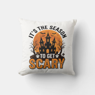 Vintage Halloween Scary Season Haunted Castle Shir Cushion