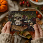 Vintage Halloween Scene Decoupage Skull Ephemera  Postcard<br><div class="desc">This design may be personalised by choosing the Edit Design option. You may also transfer onto other items. Contact me at colorflowcreations@gmail.com or use the chat option at the top of the page if you wish to have this design on another product or need assistance with this design. See more...</div>