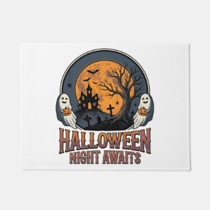 Vintage Halloween Scene Engraved Moon Ghost Shirt_ Doormat