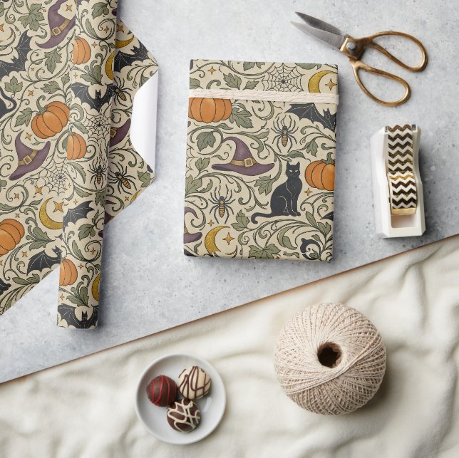 Vintage Halloween Scrollwork Wrapping Paper (Crafts)