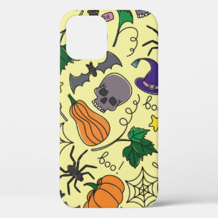 vintage Halloween seamless pattern. Pumpkin, ghost iPhone 12 Case