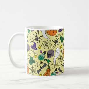 vintage Halloween seamless pattern. Pumpkin, ghost Coffee Mug