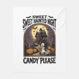 Vintage Halloween Shirt Candy Night Haunted House_ Fleece Blanket