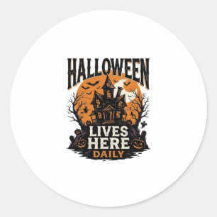Vintage Halloween Shirt Haunted House Everyday Got Classic Round Sticker
